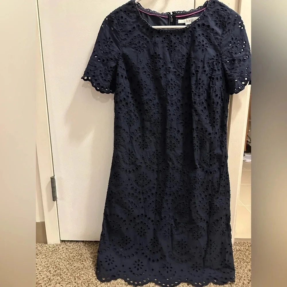 Boden Navy Eyelet Dress